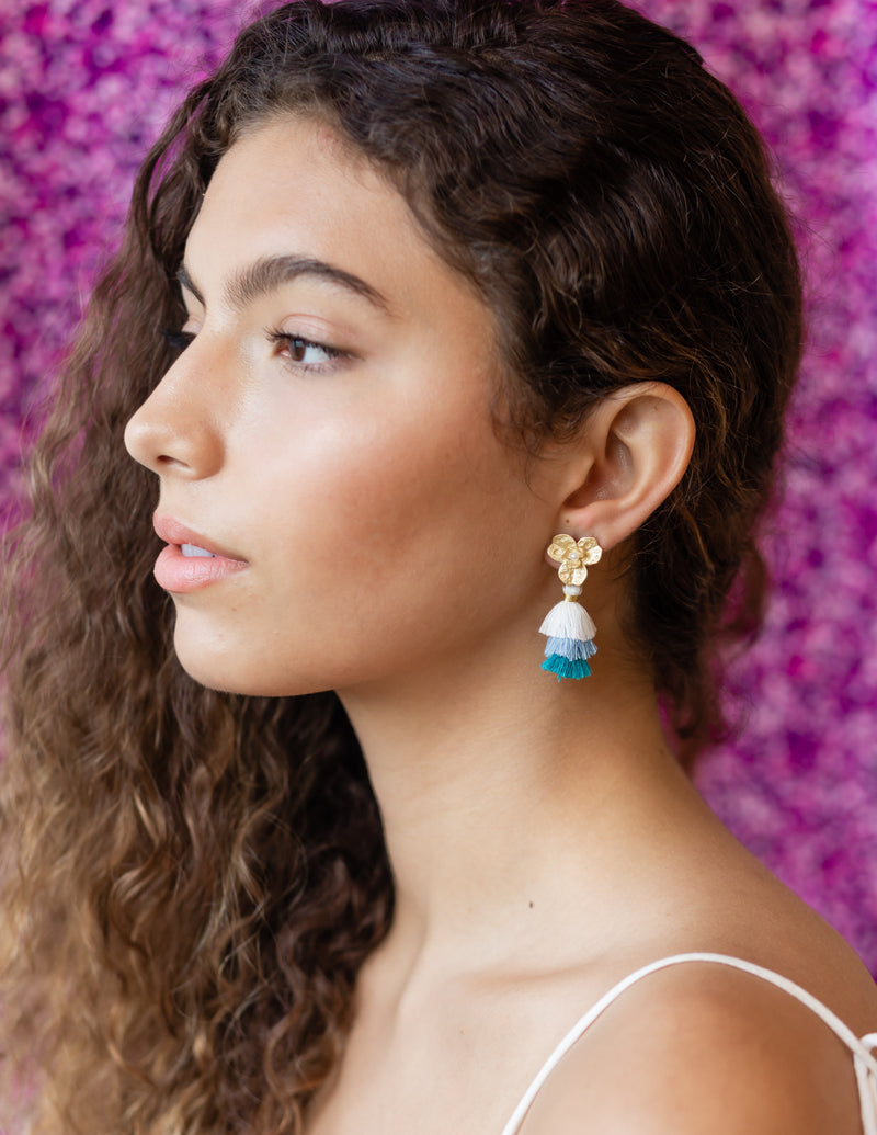 Sophia Flower Tassel Earring