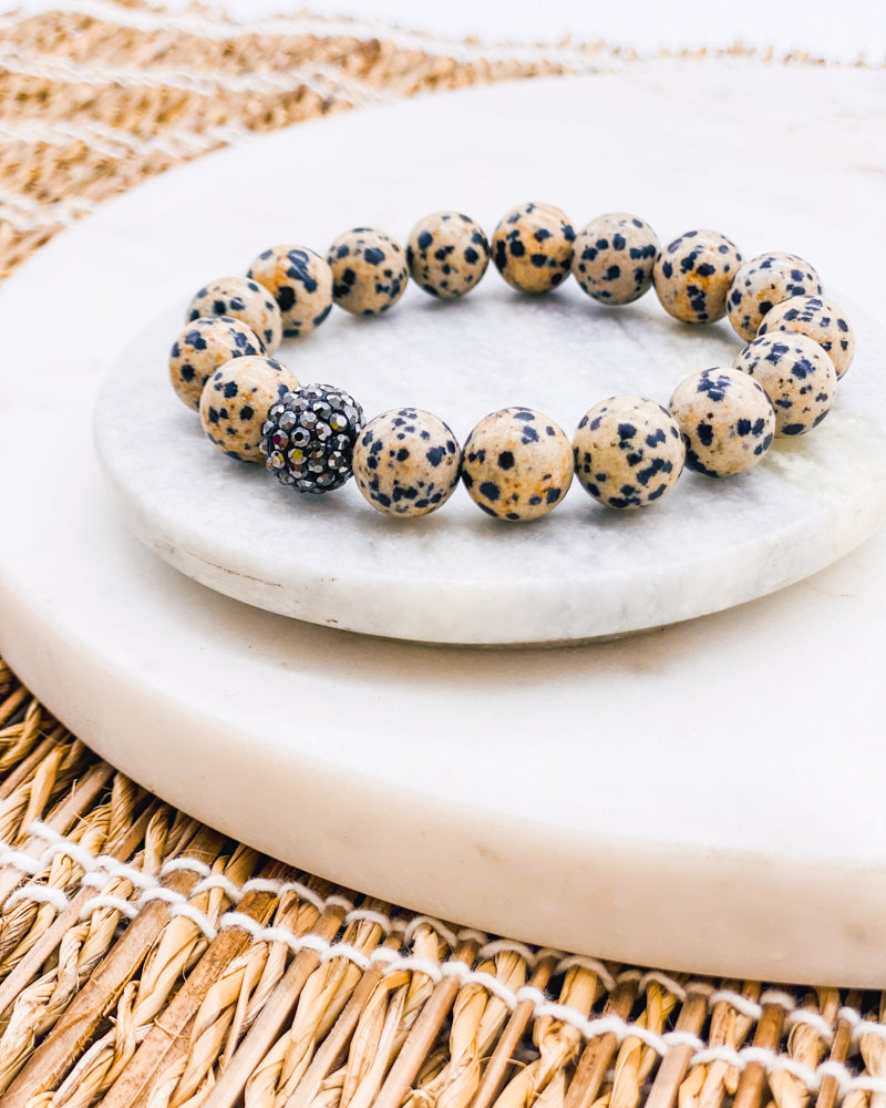 Stone Intention Charm Bracelet - Dalmatian Jasper/Gold – Kennedy Sue Gift &  Home